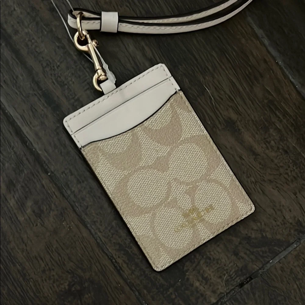 Coach Beige Card Holder with Strap - never used!!